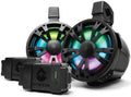 2PACK BLACK 8IN SPEAKERS TWO AMPLIFIED + TWO BATTERIES