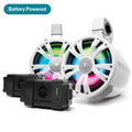 2PACK BLACK 8IN SPEAKERS TWO AMPLIFIED + TWO BATTERIES
