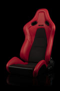 Braum Falcon-S Composite FRP Reclining Seats - Red W Black Stitching - BRR9R-RDBS