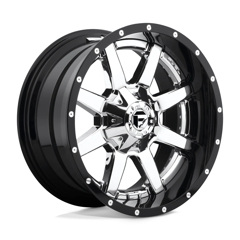 ~(71 lbs. 27X27X17)~ MAVERICK 24x14 6x135.00/6x139.70 CHROME PLATED GLOSS BLACK LIP (-75 mm)