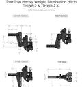 TRUE TOW HEAVYWEIGHT WEIGHT DISTRIBUTION HITCH 8IN DROP 2IN SHANK RATED FOR 18.5K GTWR