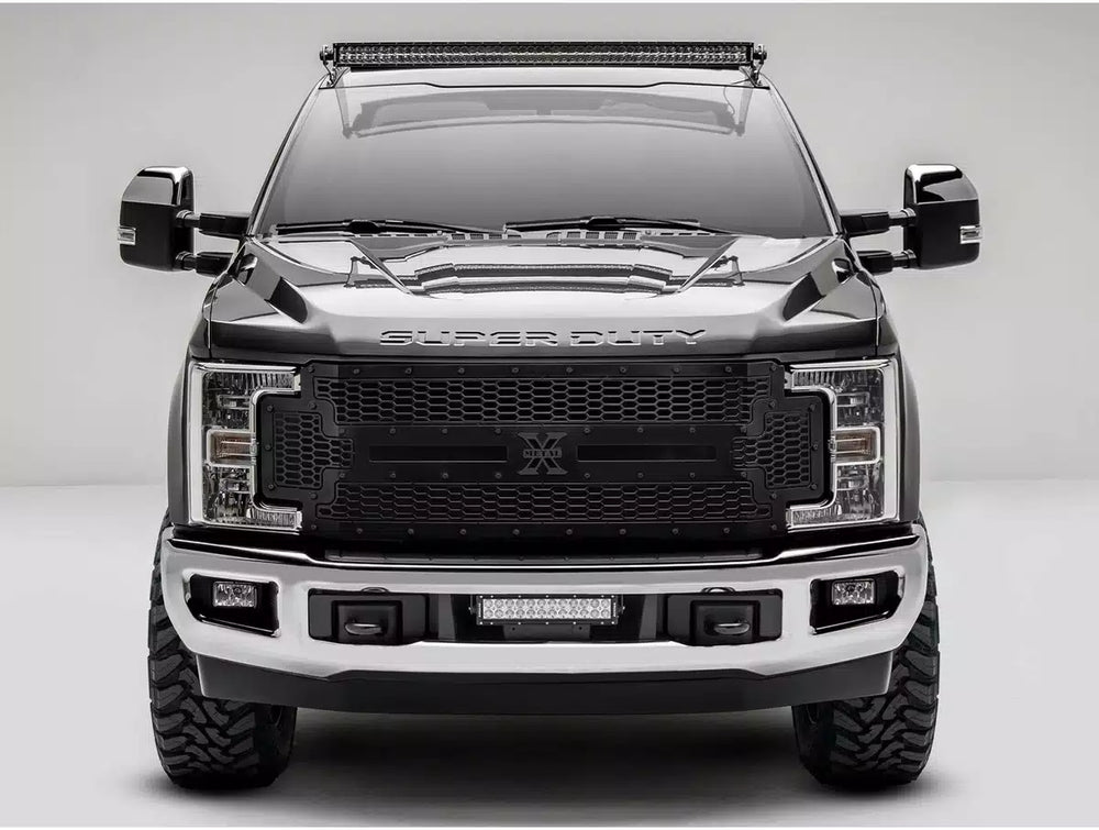 1719 F250/F350/F450/F550 STEALTH LASER X GRILLE/BLACK/MILD STEEL/1 PC REPLACEMEN
