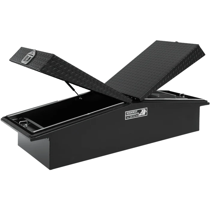 71 X 16 X 23 GULL WING TOOL BOX W/SMOOTH BLK BASE BLK DIA PLATE LID NO BOWEYES