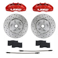 LEED Brakes Front Kit with Drilled Rotors and Red Powder Coated Calipers