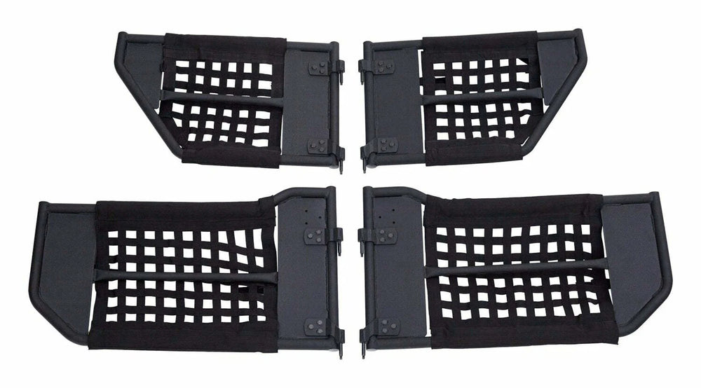 Tube Door Set 2007-2018 JK Wrangler Removeable Netting And Easy To Open Handles 1-1/4 Inch Steel Tubing Textured Black Powder Coat RT Off Road