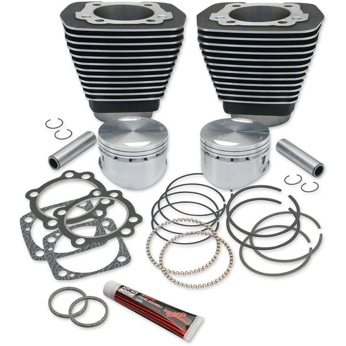 S&S Cycle 84-99 BT 96in 3 5/8in Sidewinder Big Bore Cylinder & Piston Kit - Wrinkle Black