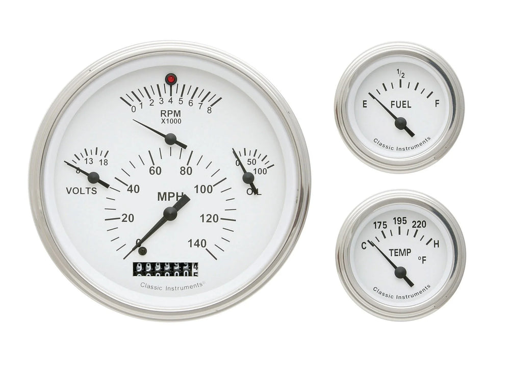 57 CHEVY 6 GAUGE SET WHITE-LS