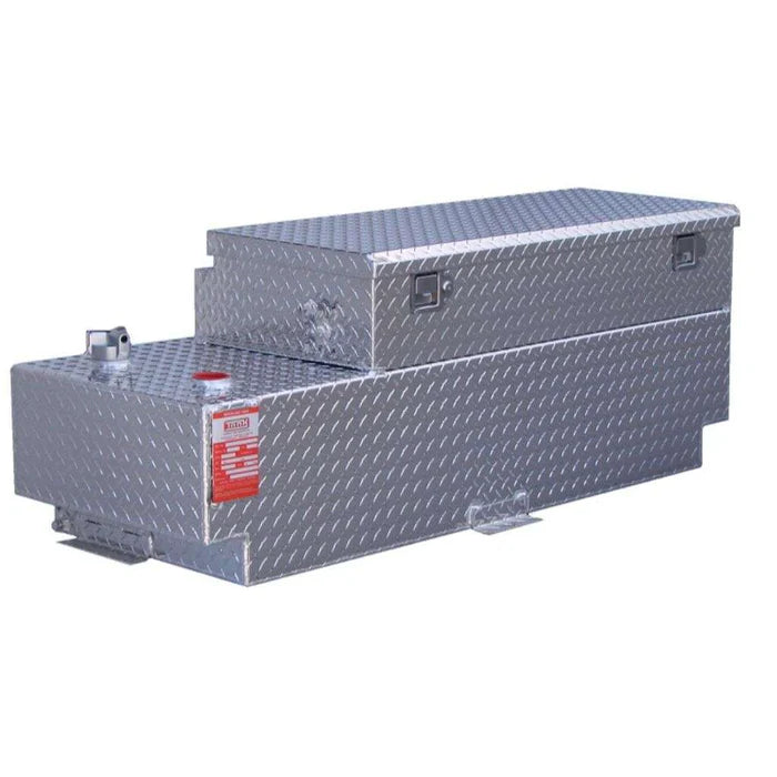 DOT APPROVEDDIAMOND PLATE ALUMINUM REFULING TANK/TOOLBOX COMBO58 GAL RECTANGLE