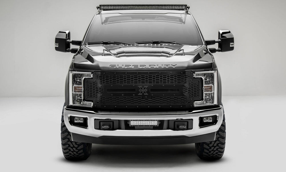 1719 F250/F350/F450/F550 STEALTH LASER X GRILLE/BLACK/MILD STEEL/1 PC REPLACEMEN