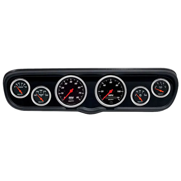 66 FORD MUSTANG 33/8IN X 2 & 21/16IN X 4 DIRECT FIT DASH KIT DESIGNER BLACK
