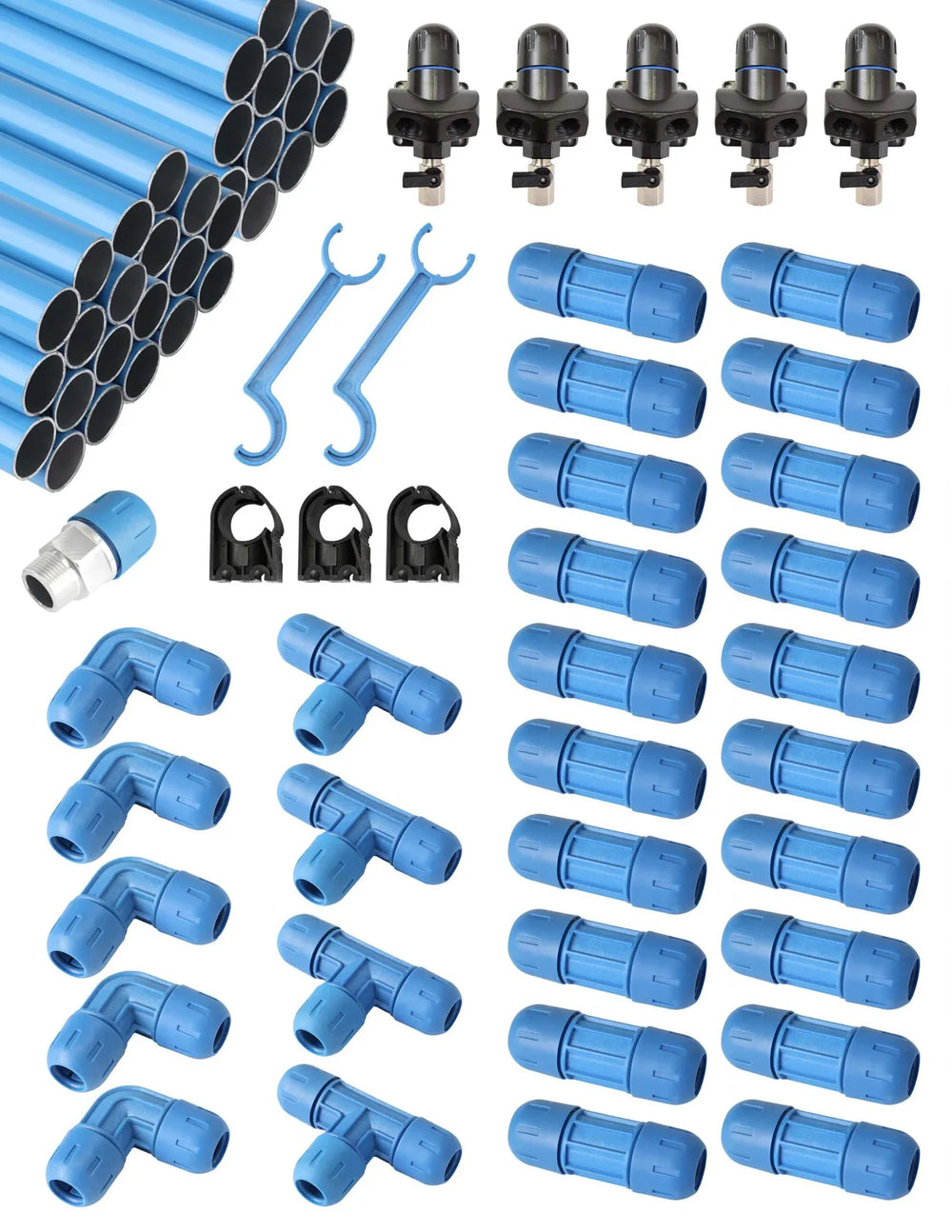 FASTPIPE MODULAR COMPRESSED AIR PIPING MASTER KIT 3/4IN X 240FT ALUMINUM BLUE