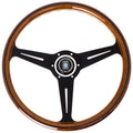 Classic 360mm Wood Grip Steering Wheel with Black Spokes