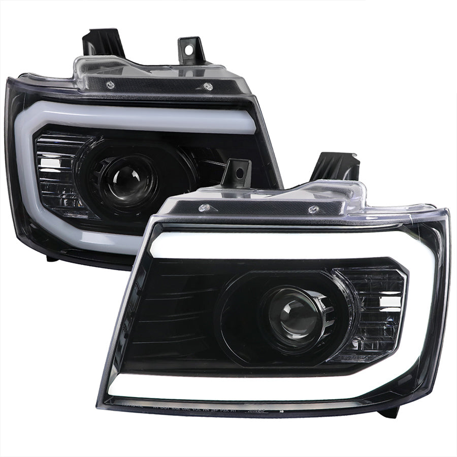 PROJECTOR HEADLIGHT - GLOSS BLACK HOUSING - CLEAR LENS WITH AMBER REFLECTORS