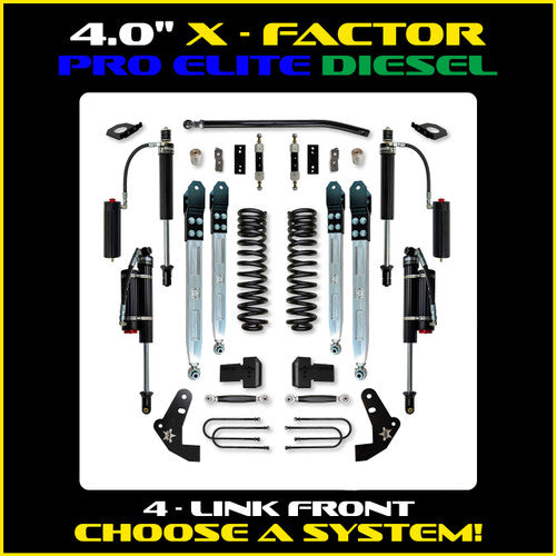 1116 F450 4WD 4.0IN X FACTOR PRO SYSTEM W/ BILLET ALUMINUM ARMS AND 2 5/8 RR SHOCKS