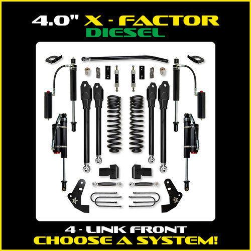1116 F450 4WD 4.0IN X FACTOR SUSPENSION SYSTEM W/ FAST CD ADJUSTABLE SHOCKS