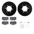 R1 95-04 Toyota Tacoma Front Drilled & Slotted Black Brake Rotor Set w/Optimum OE Pads and Hardware