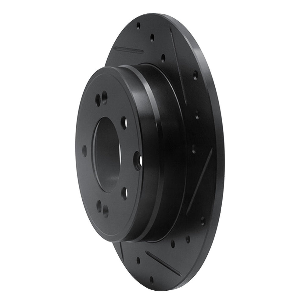 R1 05-20 Hyundai Azera Rear Right Drilled & Slotted Black Brake Rotor