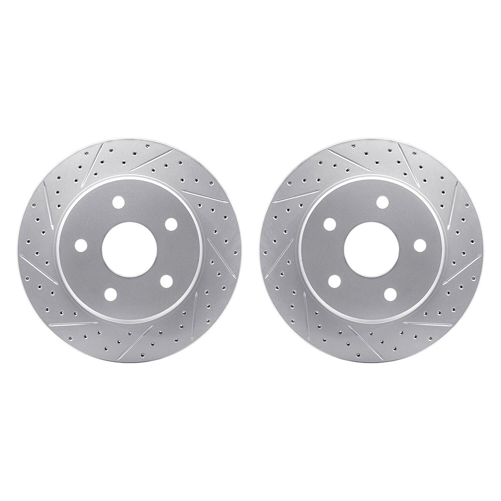 R1 02-24 Chrysler Aspen Front Drilled & Slotted Carbon Coated Brake Rotor Set