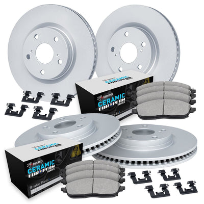 R1 Concepts Brake Rotors - Carbon Coated w/ Euro Ceramic Pads Hdw Fits Jaguar S-Type