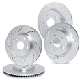 R1 16-25 Honda Passport Front & Rear Drilled & Slotted Silver Brake Rotor Set