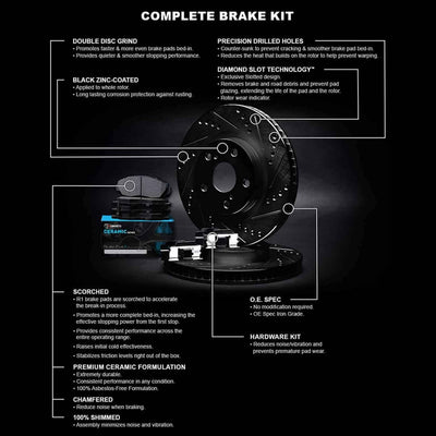 R1 E- Line Series Brake Rotor - D/S - Black w/ Ceramic Pads Hdw Fits Audi TT