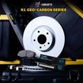R1 Concepts Brake Rotor- Carbon Coated with Ceramic Pads Hdw Fits Geo Prizm