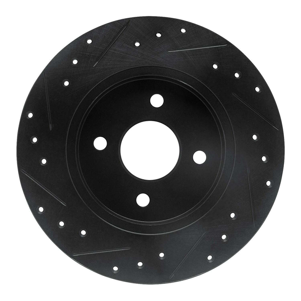 R1 02-04 Ford Focus Rear Right Drilled & Slotted Black Brake Rotor