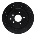 R1 03-08 Infiniti G35 Rear Left Drilled & Slotted Black Brake Rotor