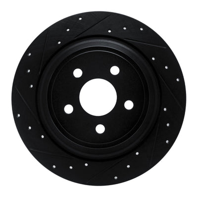 R1 15-24 Ford Fusion Rear Left Drilled & Slotted Black Brake Rotor