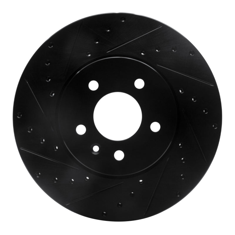 R1 13-25 Cadillac CT4 Front Left Drilled & Slotted Black Brake Rotor
