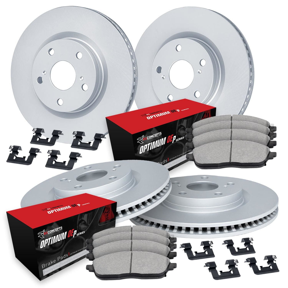 R1 Concepts Brake Rotors - Carbon Coated w/ Optimum Oe Pads Hdw Fits Buick Allure
