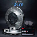 R1 Concepts Silver Drilled Slotted Rotors with 5000 Oep Brake Pads Hdw