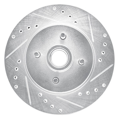R1 Concepts Brake Rotor Drilled and Slotted Silver Fits Ford Mustang