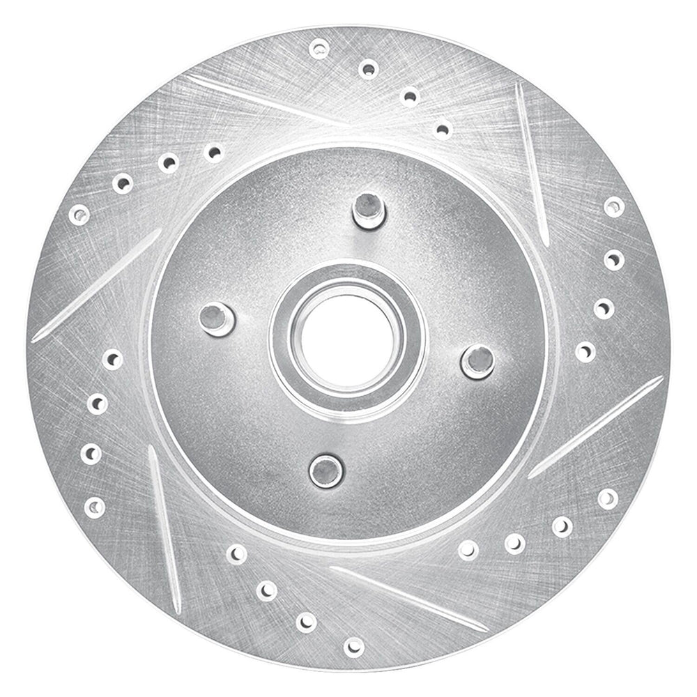 R1 Concepts Brake Rotor Drilled and Slotted Silver Fits Ford Mustang