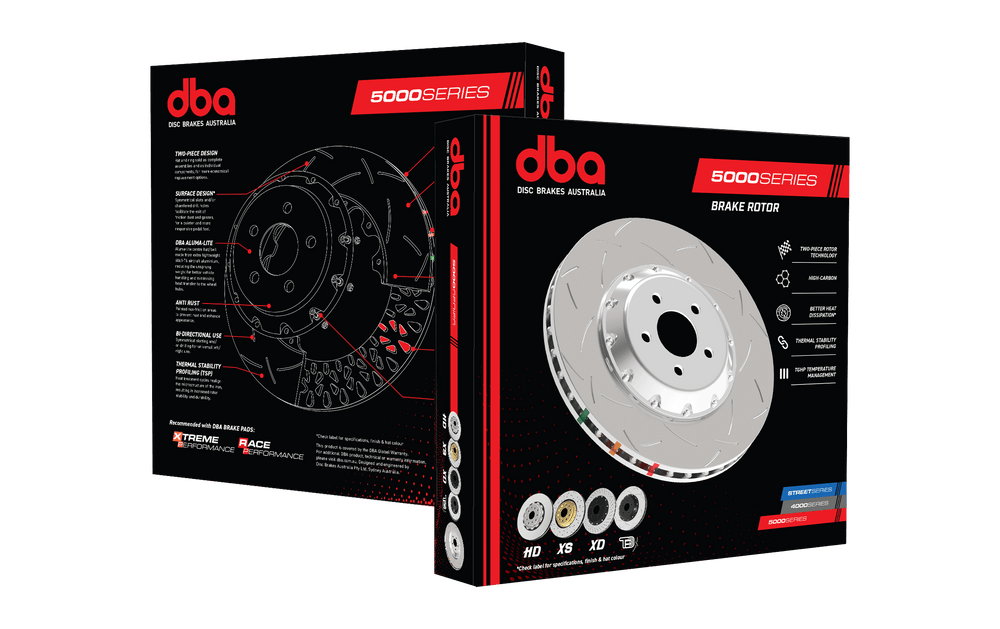 DBA 94-04 Ford Mustang Cobra Models Front 5000 Series Slotted Rotor w/Black Hat
