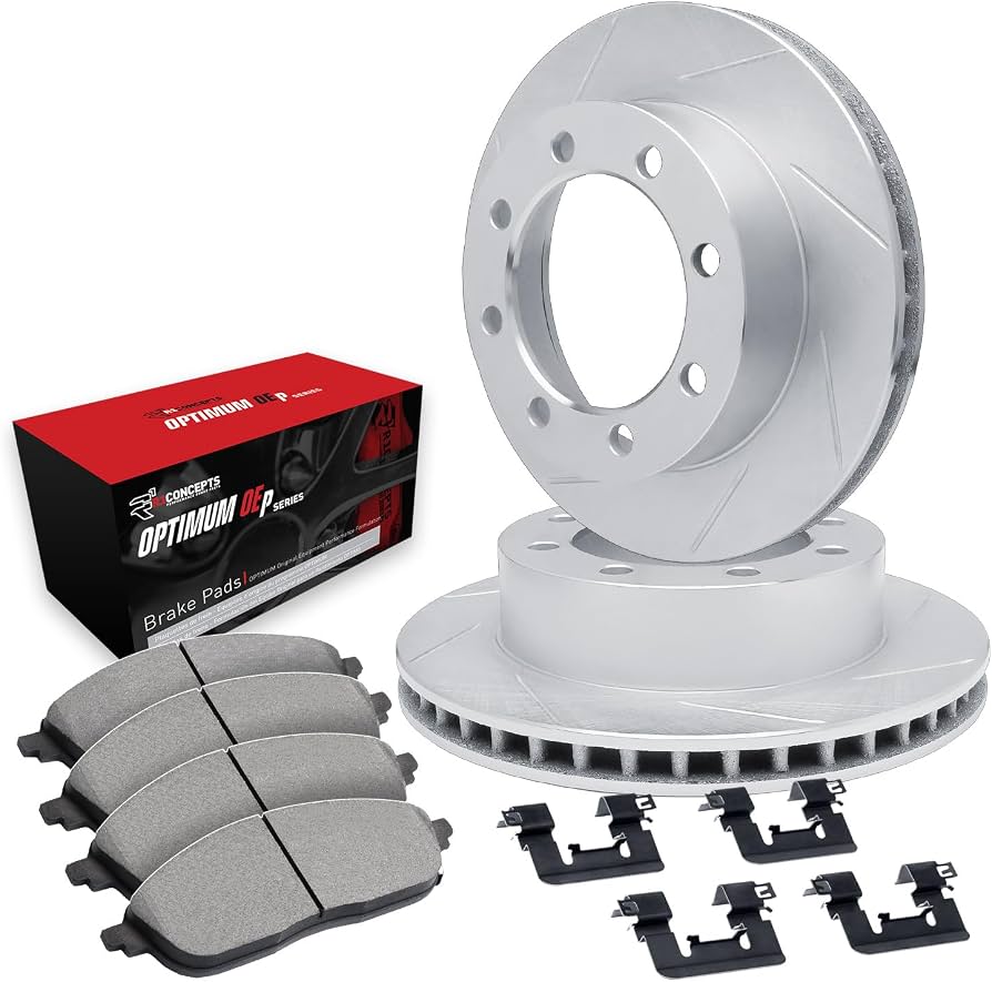 R1 Concepts Brake Rotors - Slotted - Silver w/ 5000 Oep Pads Hdw Fits Chevrolet C1500