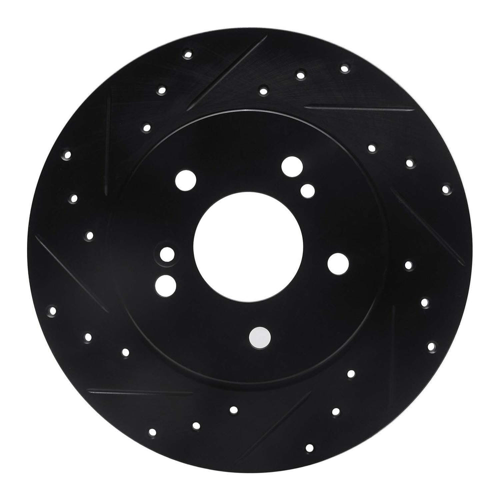 R1 96-98 Mercedes-Benz SL320 Rear Left Drilled & Slotted Black Brake Rotor