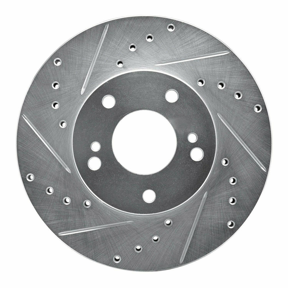 R1 89-90 Nissan 300ZX Front Left Drilled & Slotted Black Brake Rotor
