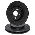 R1 16-18 Ford Focus Front Drilled & Slotted Black Brake Rotor Set