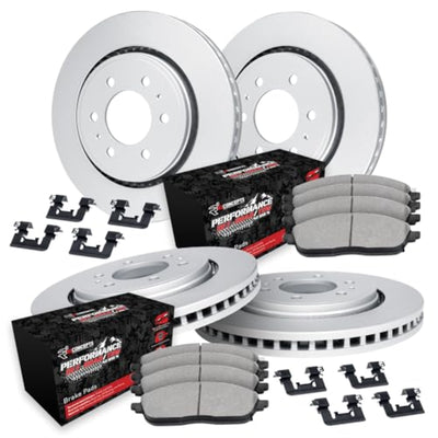 R1 Concepts Carbon Series Brake Rotors - Perf Off-Road/Tow Pads - Hdw Fits Chevrolet Silverad