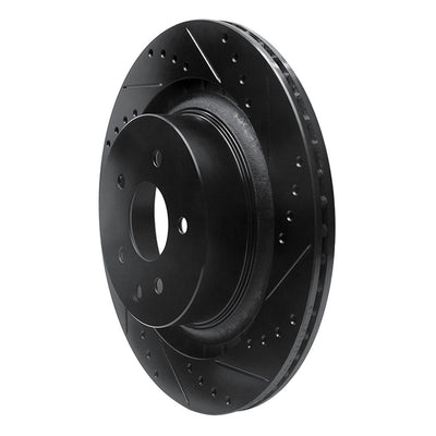 R1 08-25 Infiniti Q60 Rear Right Drilled & Slotted Black Brake Rotor