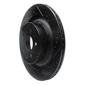 R1 08-25 Infiniti Q60 Rear Right Drilled & Slotted Black Brake Rotor