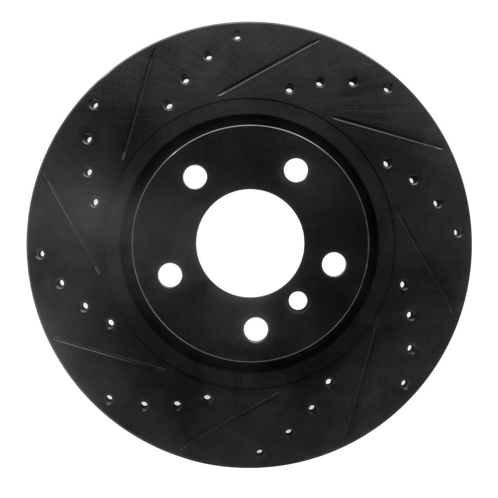 R1 11-18 BMW X4 Rear Left Drilled & Slotted Black Brake Rotor