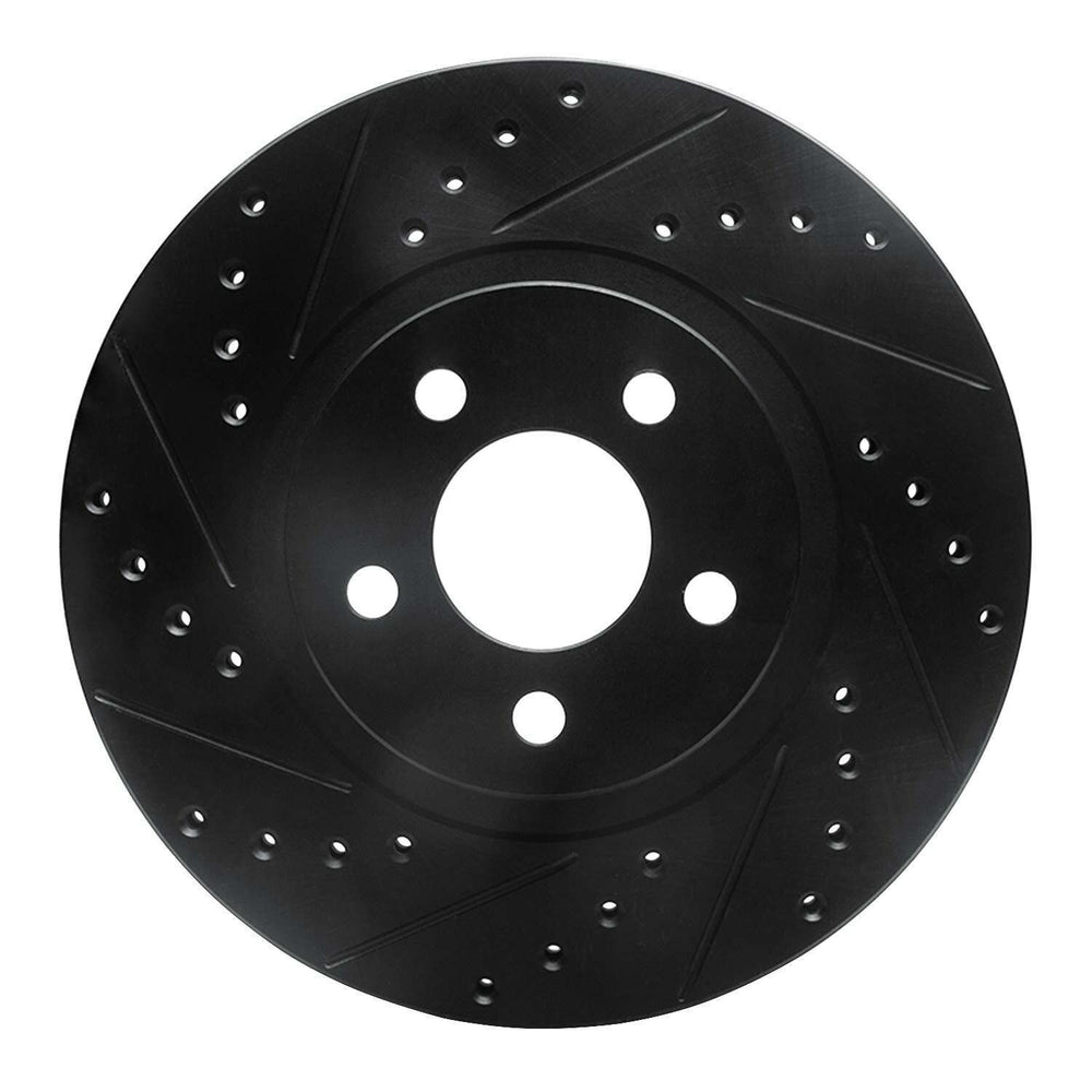 R1 01-10 Chrysler PT Cruiser Front Left Drilled & Slotted Black Brake Rotor