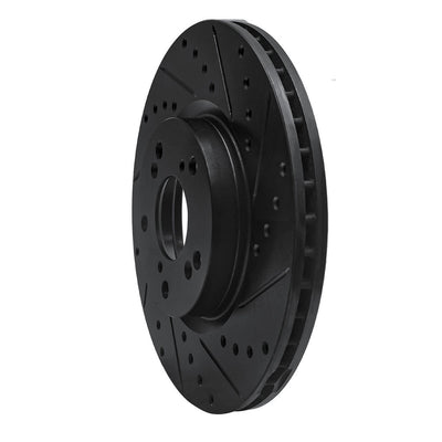 R1 06-14 Honda Ridgeline Rear Right Drilled & Slotted Black Brake Rotor