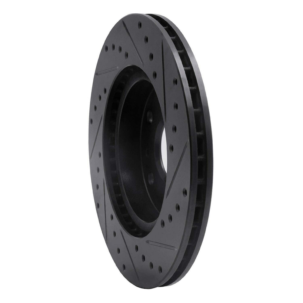 R1 07-19 Suzuki SX4 Front Left Drilled & Slotted Black Brake Rotor