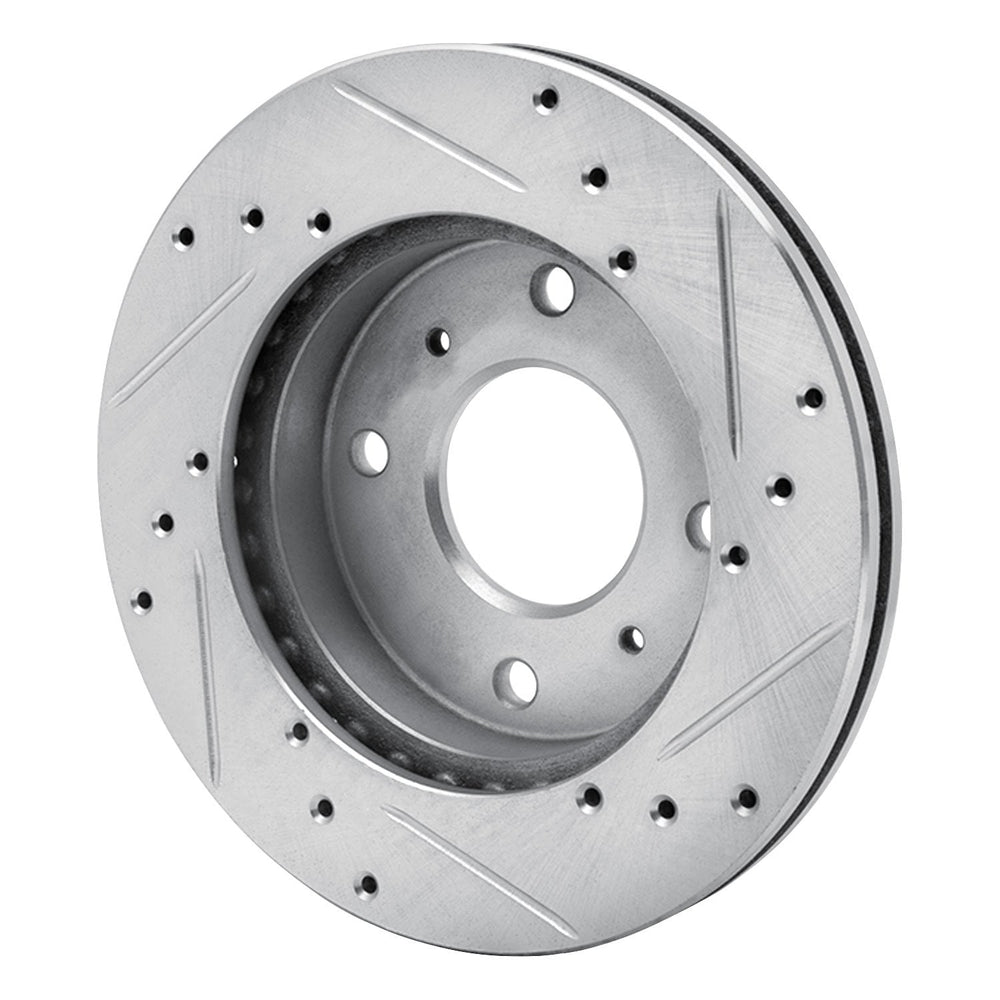 R1 85-89 Nissan STANZA Front Left Drilled & Slotted Black Brake Rotor