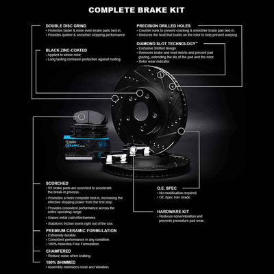 R1 E- Line Series Brake Rotor - D/S - Black w/ Ceramic Pads Hdw Fits Jeep Cherokee