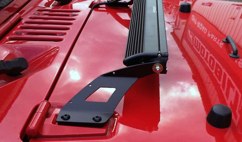 20 LED Single Row Hood Light Mount Kit for Jeep JK