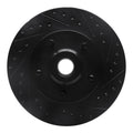 R1 10-18 BMW 535I GT Right Front Drilled & Slotted Black Brake Rotor